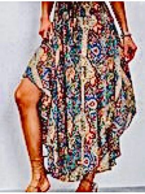 Bohemian Floral High-Low Maxi Skirt - Multicolor. Size L. NWT.